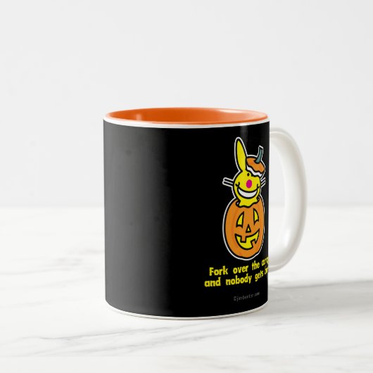 Gabel über der Süßigkeit Zweifarbige Tasse (VorderseiteRechts)