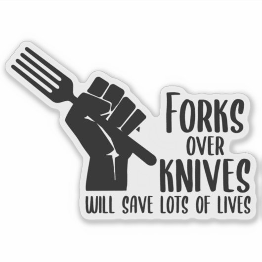 Gabel über Messer, Vegan Aufkleber (Vorderseite)