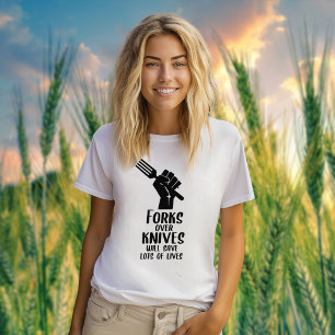 Gabel über Messer, Veganer Aktivismus T-Shirt