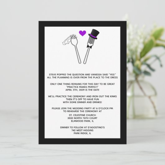 Gabel und Löffel Probe Abendessen Einladung (Stehend Vorderseite)