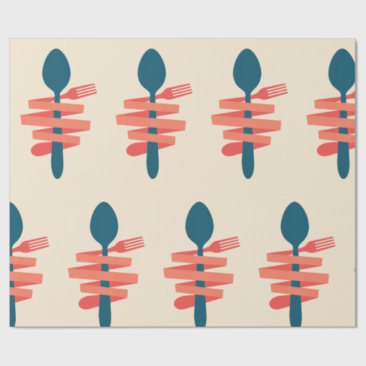 Gabel und Spoon Geschenkpapier (Flach)