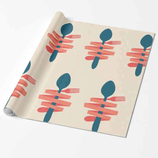 Gabel und Spoon Geschenkpapier (Ungerollt)