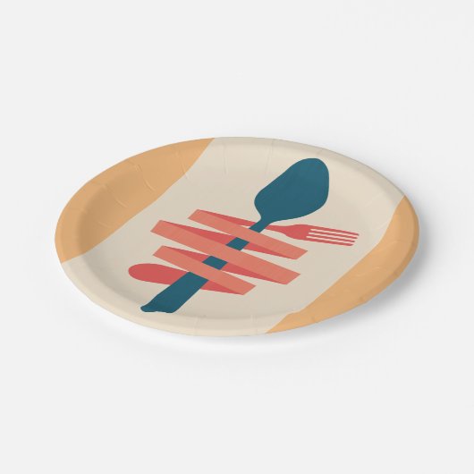 Gabel und Spoon Pappteller (Schrägansicht)