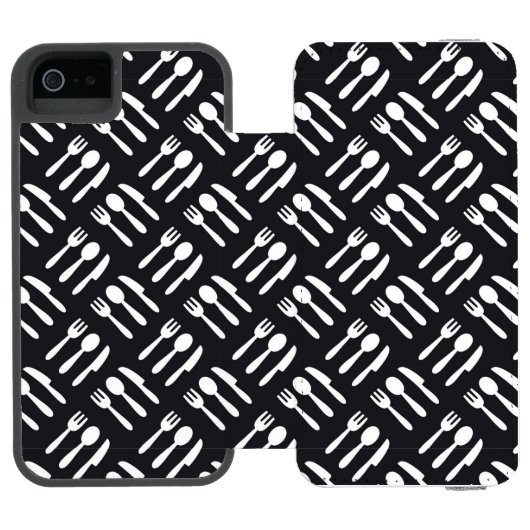 Gabellöffel-Messermuster Incipio iPhone Geldbeutel-Hülle (Folio Geöffnet)