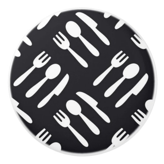 Gabellöffel-Messermuster Keramikknauf (Vorderseite)