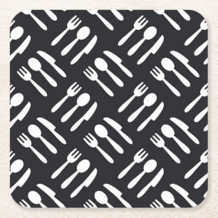 Gabellöffel-Messermuster Rechteckiger Pappuntersetzer