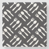 Gabellöffel-Messermuster Steinuntersetzer (Vorderseite)