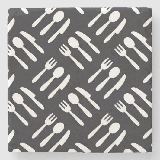 Gabellöffel-Messermuster Steinuntersetzer (Vorderseite)