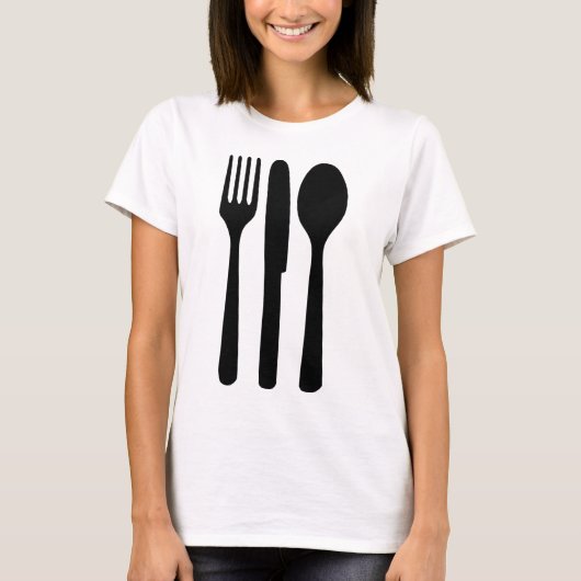Gabelmesser-Löffelikone T-Shirt (Vorderseite)