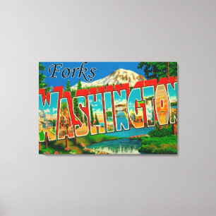 Gabeln, Washington - große Buchstabe-Szenen Leinwanddruck
