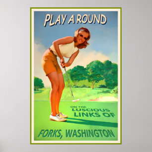 GABELN WASHINGTON-Kristen Stewart Golf Putt Pin U Poster