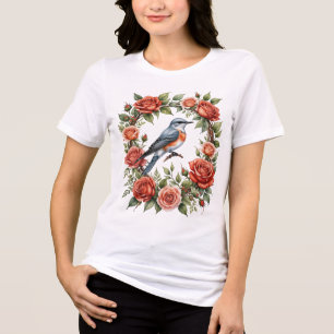 Gabelschwanz-Fliegenschnäpper umgeben von roten Ro Tri-Blend Shirt