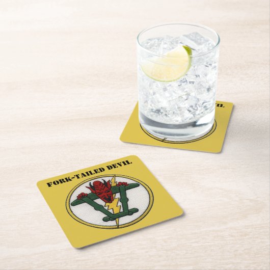 Gabelschwanz-Teufel P-38 Blitze! Rechteckiger Pappuntersetzer (Vor Ort)