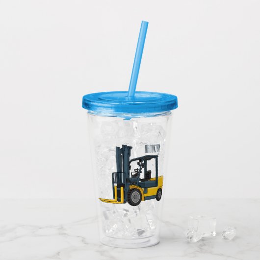 Gabelstapler-Cartoon Acryltrinkbecher (Rückseite Ice)