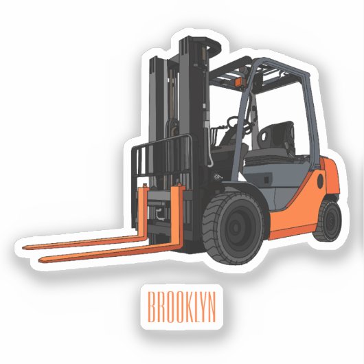 Gabelstapler-Cartoon Aufkleber (Vorderseite)