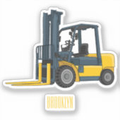 Gabelstapler-Cartoon Aufkleber (Vorderseite)