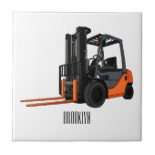 Gabelstapler-Cartoon Fliese (Vorderseite)