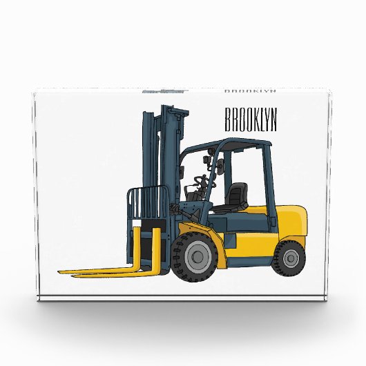 Gabelstapler-Cartoon Fotoblock (Vorderseite)