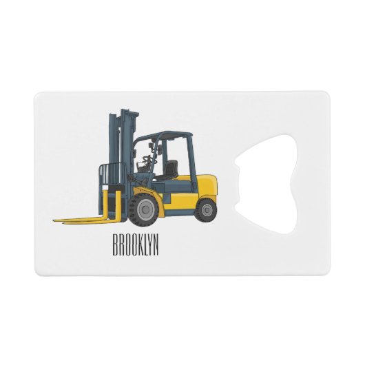 Gabelstapler-Cartoon Geldbeutel Flaschenöffner (Vorderseite (Horizontal))