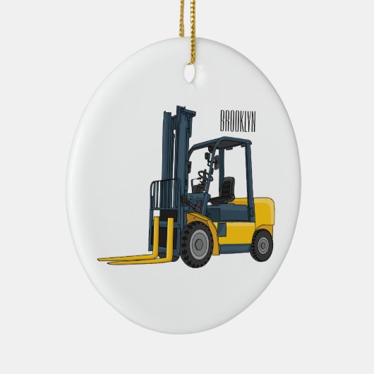 Gabelstapler-Cartoon Keramik Ornament (Rechts)