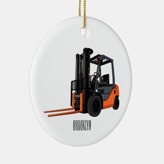 Gabelstapler-Cartoon Keramik Ornament (Rechts)