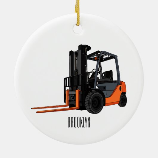 Gabelstapler-Cartoon Keramik Ornament (Hinten)