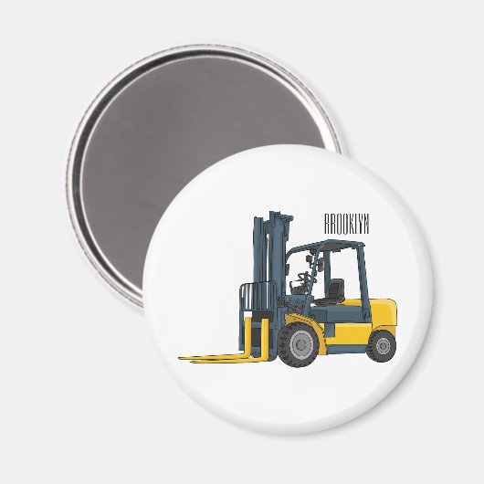 Gabelstapler-Cartoon Magnet (Vorderseite/Rückseite)