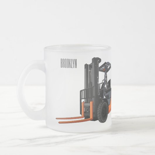 Gabelstapler-Cartoon Mattglastasse (Links)