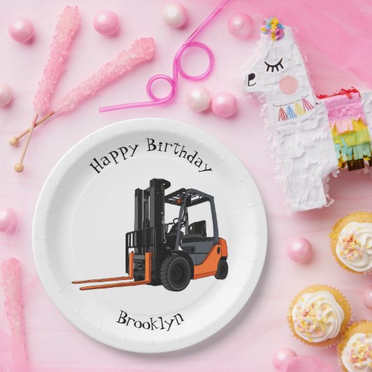 Gabelstapler-Cartoon Pappteller (Party)