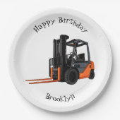 Gabelstapler-Cartoon Pappteller (Vorderseite)