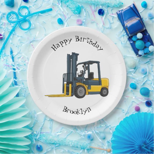 Gabelstapler-Cartoon Pappteller (Party)