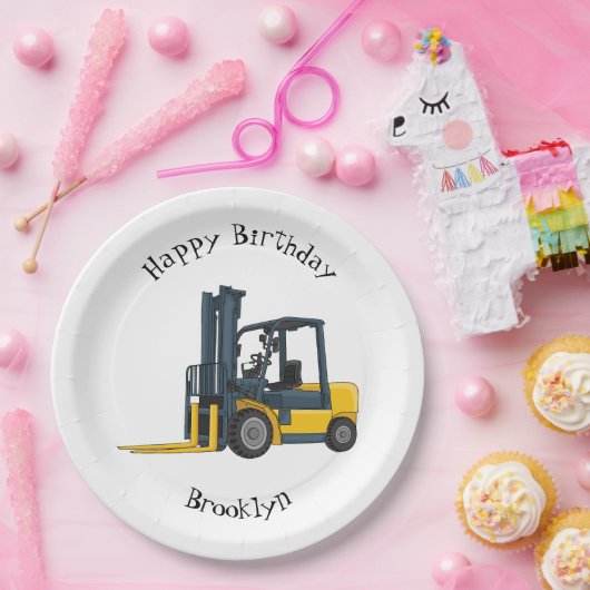 Gabelstapler-Cartoon Pappteller (Party)