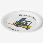 Gabelstapler-Cartoon Pappteller (Schrägansicht)