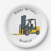 Gabelstapler-Cartoon Pappteller (Vorderseite)