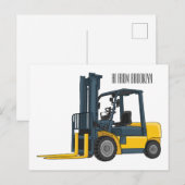 Gabelstapler-Cartoon Postkarte (Vorne/Hinten)