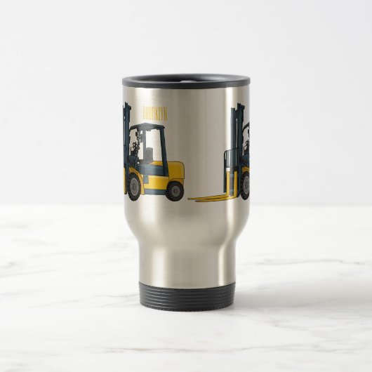 Gabelstapler-Cartoon Reisebecher (Mittel)
