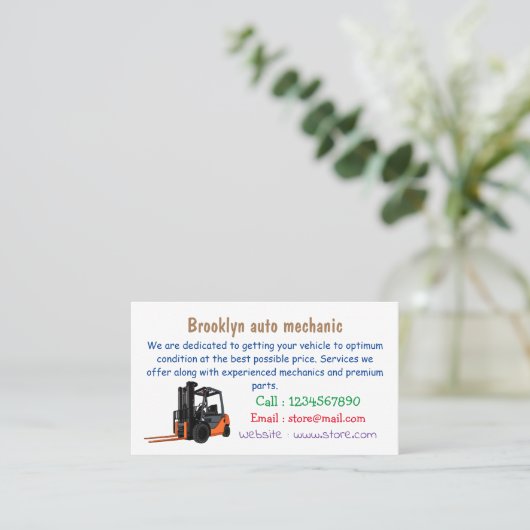 Gabelstapler-Cartoon Visitenkarte (Stehend Vorderseite)