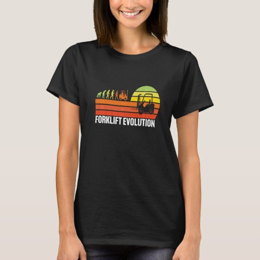 Gabelstapler Evolution Lustiger Gabelstaplerfahrer T-Shirt (Vorderseite)