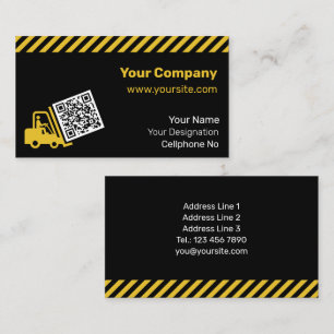 Gabelstapler hebt QR-Code Visitenkarte