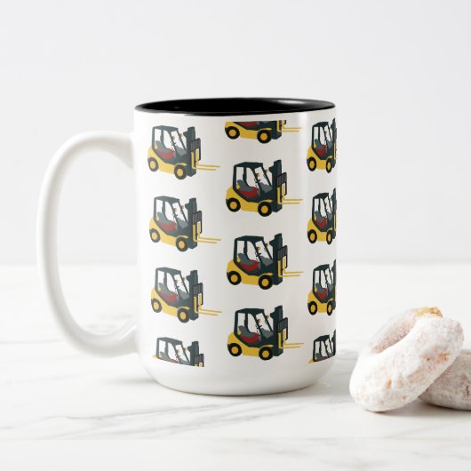 Gabelstapler Zweifarbige Tasse (Mit Donut)