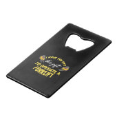 Gabelstaplergeschenk Geldbeutel Flaschenöffner (Vorderseite Schrägansicht)