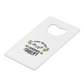 Gabelstaplergeschenk Geldbeutel Flaschenöffner (Vorderseite Schrägansicht)