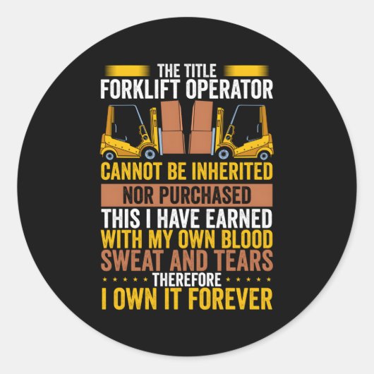 Gabelstaplertreiber Runder Aufkleber (Vorderseite)