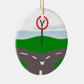 Gabelung auf der Straße eine Entscheidung zu treff Keramikornament (Rechts)