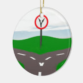Gabelung auf der Straße eine Entscheidung zu treff Keramikornament (Links)
