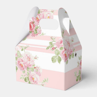 Gable Bevorzugung Box rosa Streifen und Rose Geschenkschachtel