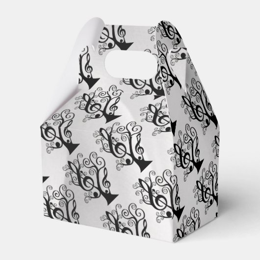 Gable Box mit Schwarz-Weiß-Musik-Treble Clef Tree Geschenkschachtel (Rückseite)