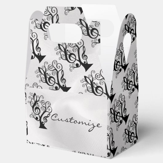 Gable Box mit Schwarz-Weiß-Musik-Treble Clef Tree Geschenkschachtel (Geöffnet)