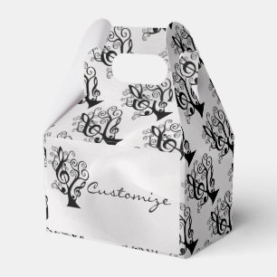 Gable Box mit Schwarz-Weiß-Musik-Treble Clef Tree Geschenkschachtel