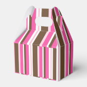 Gable Favor Box Brown & Pink Stripe Geschenkschachtel (Rückseite)